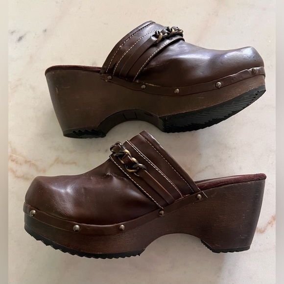 Bongo Y2K Style Mules Womens Size 10 M (fit more like 8.5) Clogs Brown Leather - Picture 1 of 8